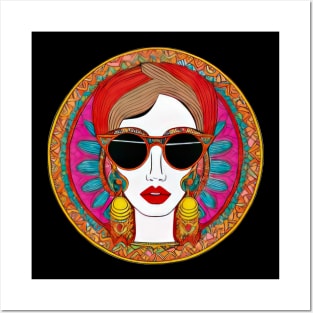 Cool vintage woman with sunglasses | Posters and Art